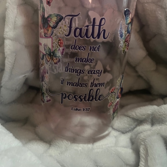 Faith 16 ounce Libby tumbler with butterflies - Picture 2 of 4